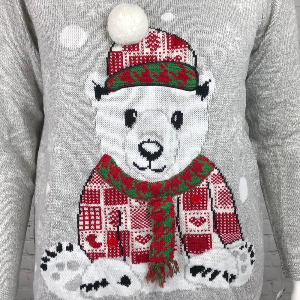 0X 1X 2X 3X Christmas Holiday Polar Bear Sweater Plus Size Xmas - Picture 6 of 6